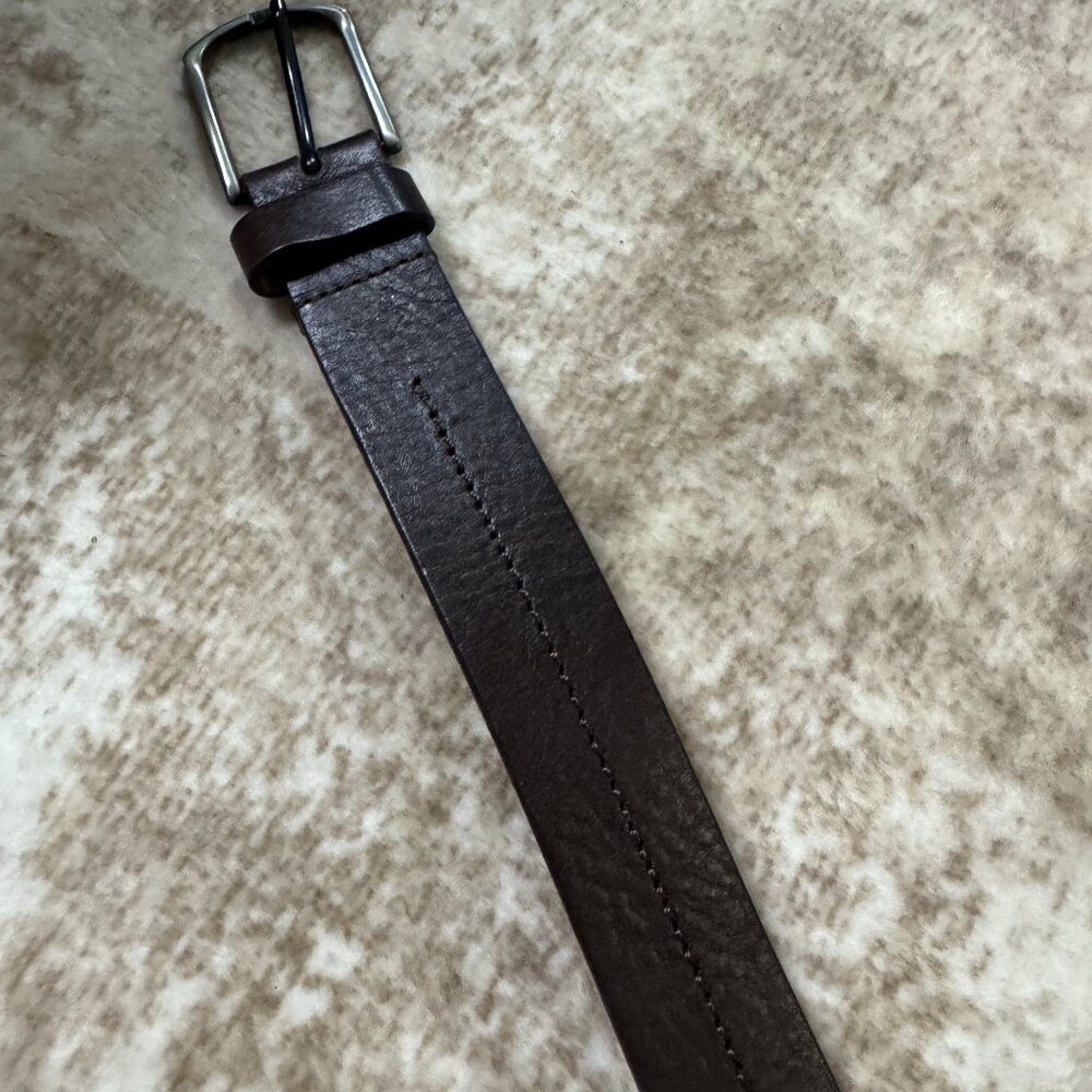 Alesbury Dark Brown Leather Belt w/ Centerline Stitching, Size 40"